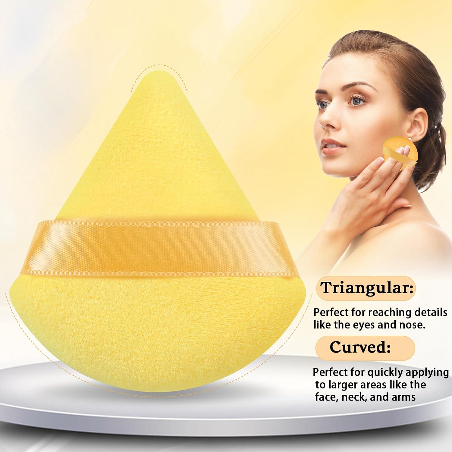Pimoys Powder Puffs, 6 Pack Triangle & Round Makeup Sponges, Orange image 3