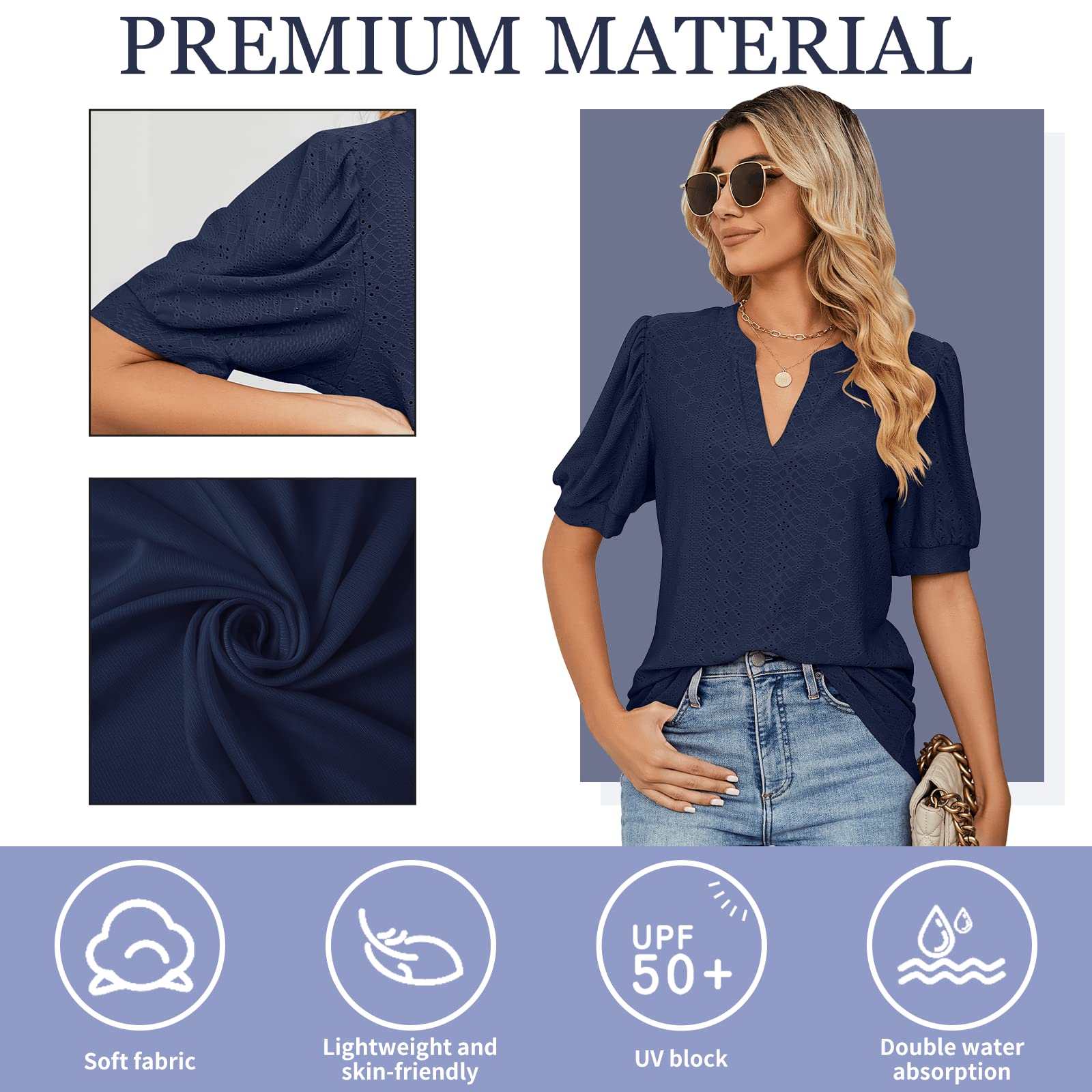 T Shirt Donna Estive con Scollo a V e Balze Manica Corta Magliette Donna Elegante Rilassato Bluse e Camicie da Donna