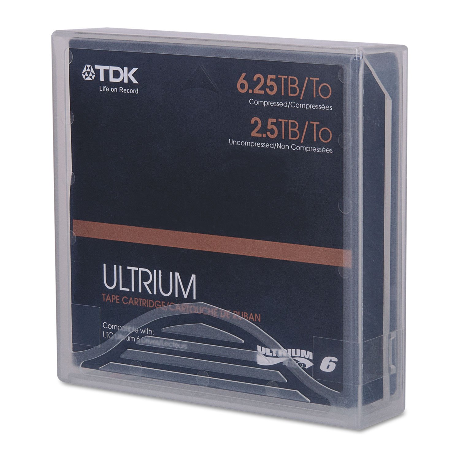 TDK 1/2" Ultrium LTO-6 Cartridge, 2538 ft, 2.5TB Native/6.25TB Compressed