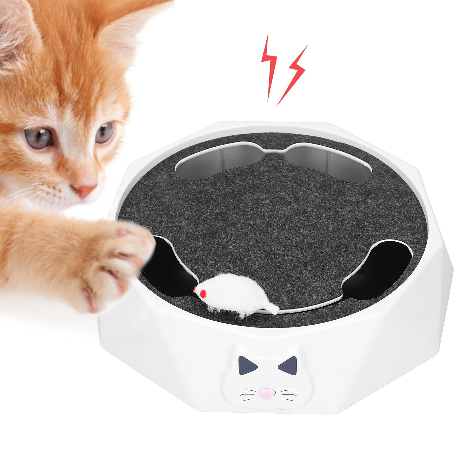 Catch Mouse Cat Toy Teaser électrique interactif pour chats et chats en plastique de 10,2 pouces de diamètre avec effet sonore