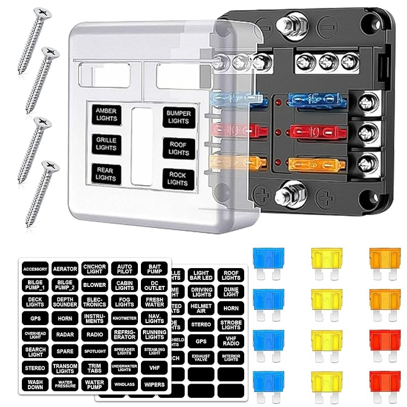 Caixa de fusíveis Yasdyri com 6 vias, 12 V e indicador LED – 1 unidade