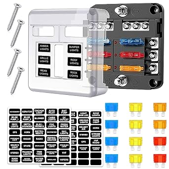 6 Way 12V Fuse Box Waterproof Fuse Box Holder with LED Indicator