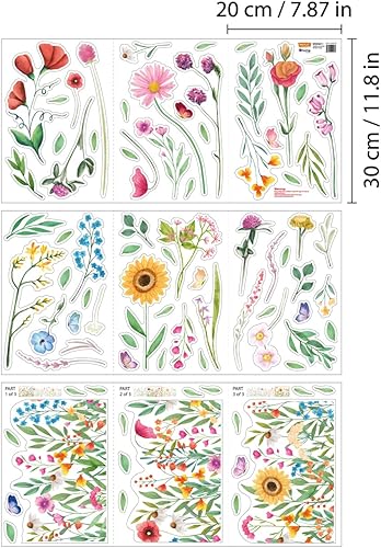 Miniatura 5 de WALPLUS Decoraciones de primavera para ventana, decoración de primavera, calcomanías de flores reutilizables extraíbles para ventanas de vidrio,