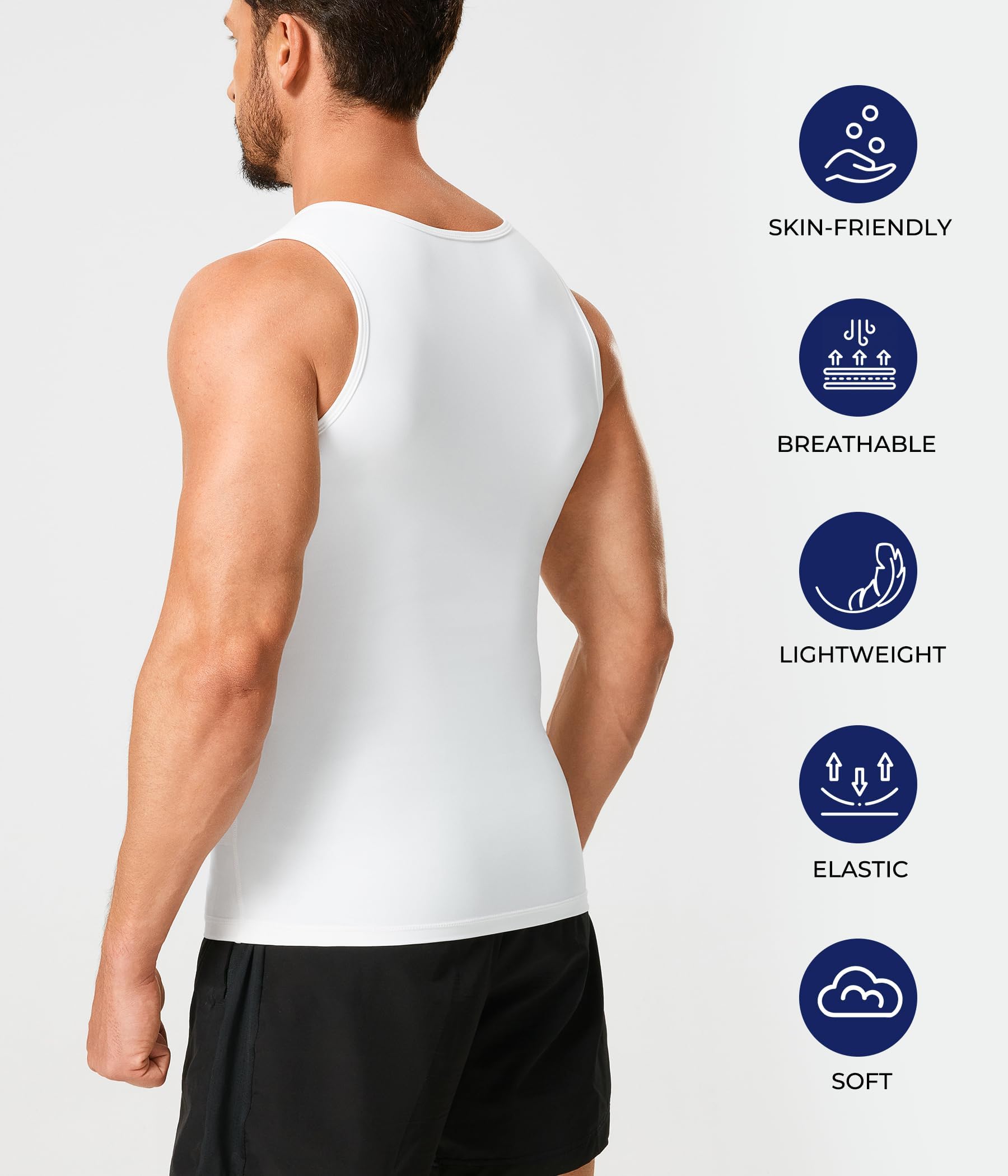Nebility Débardeur Homme Lot de 2 Maillot de Corps Amincissant Gaine Ventre Plat T Shirt Minceur Gilet de Compression Gainant Body Shaper