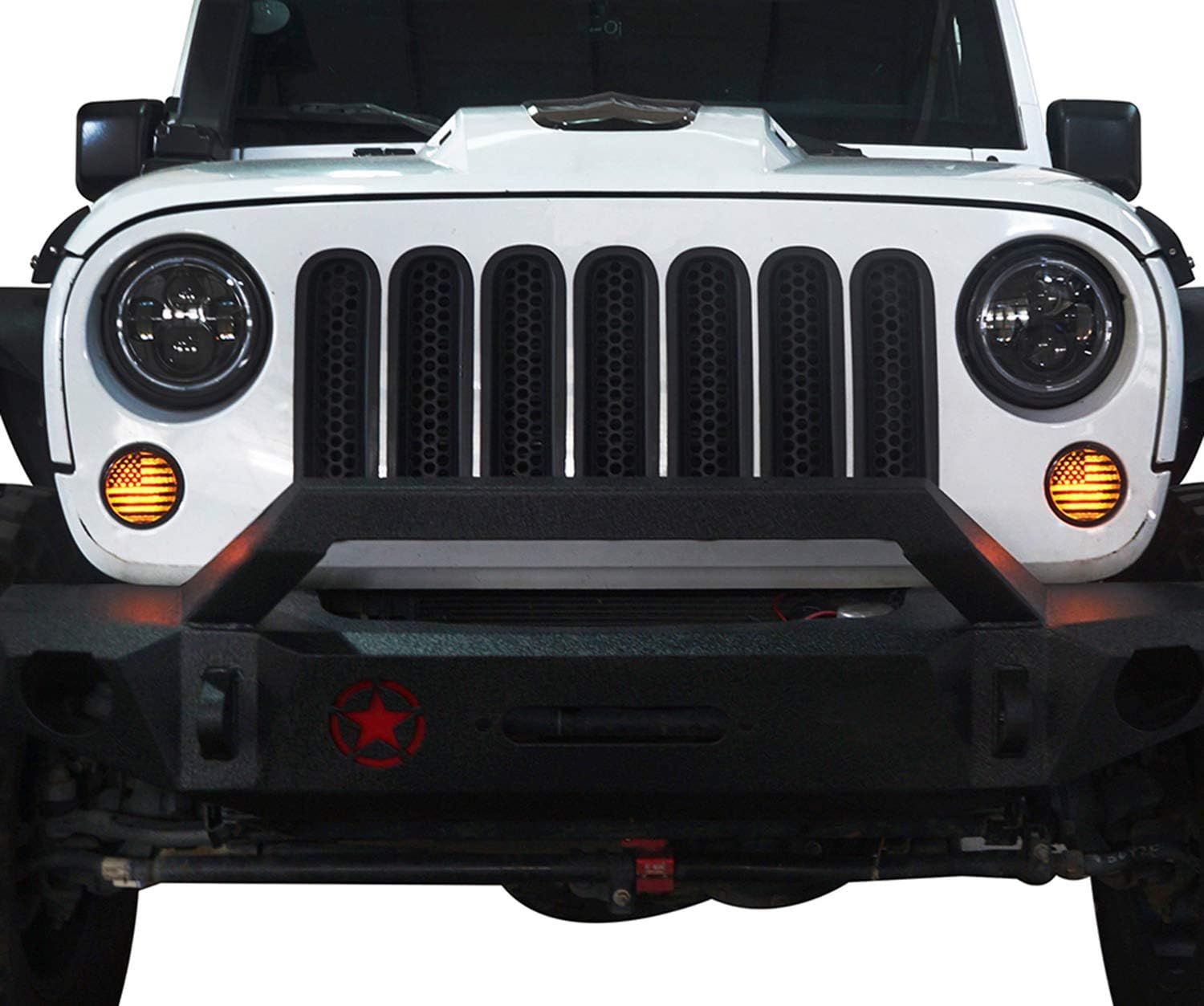 Hooke Road JK Smoked Turn Signal Light Amber LED Indicator Blinkers Compatible with Jeep JK Wrangler & Unlimited 2007-2018