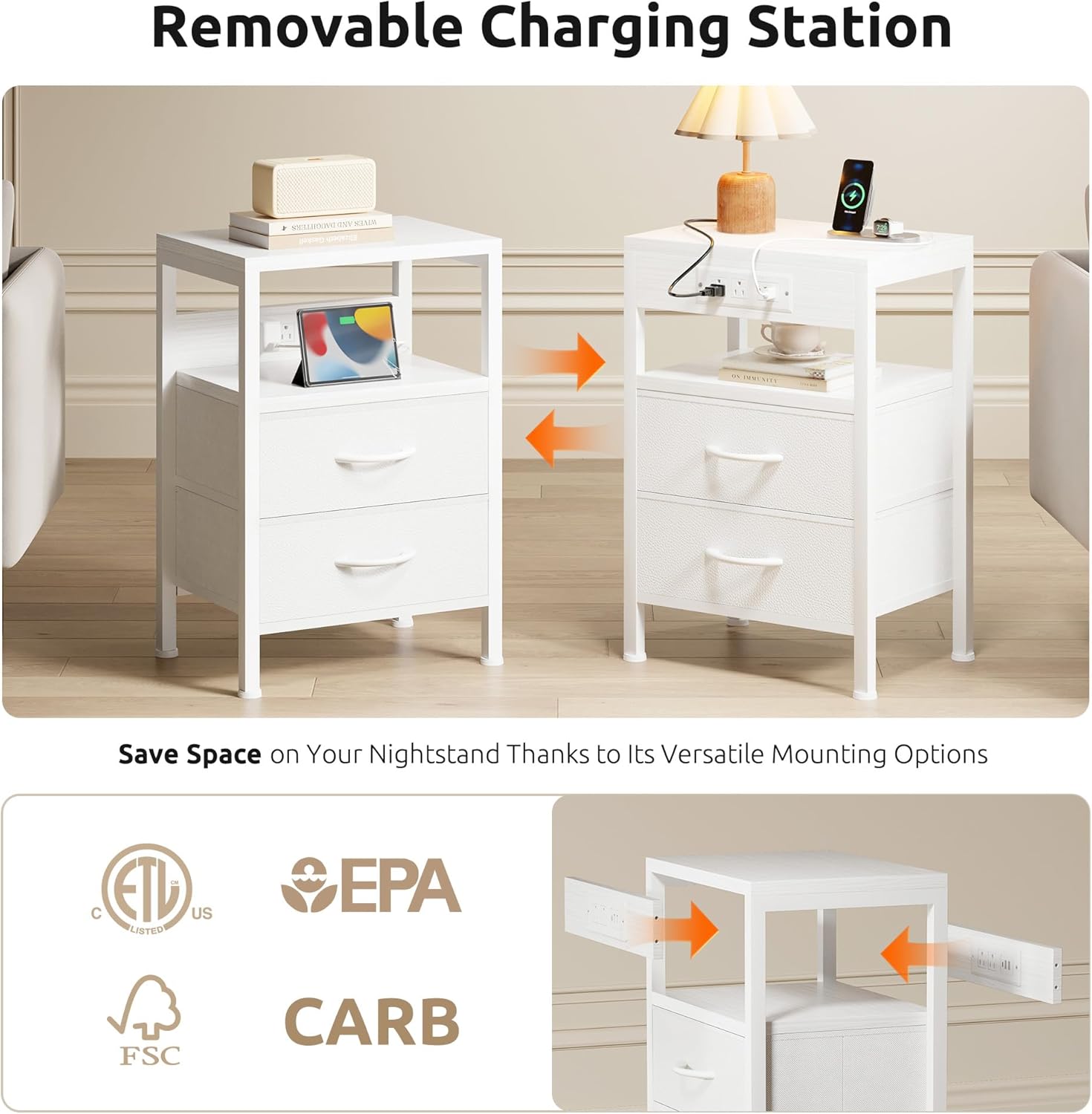 Removable charging station installation options