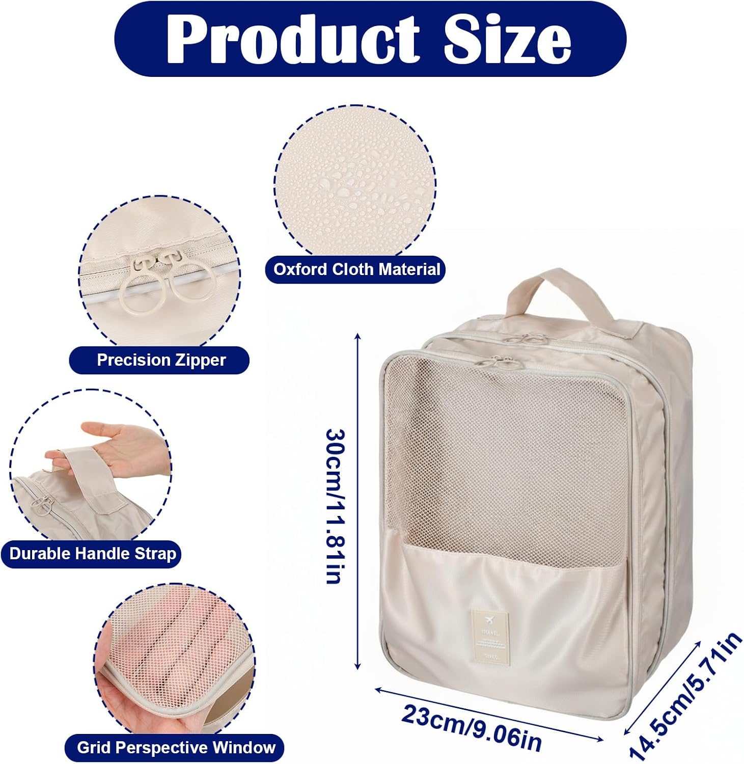 3-Pack Travel Shoe Bags for Packing in Suitcase - Shoe Travel Bag Organizer with Handle, Multi-Layer Compartments Holds 3 Pairs of Shoes, Portable Storage for Men & Women (Beige/Gray/Black) - Image 2