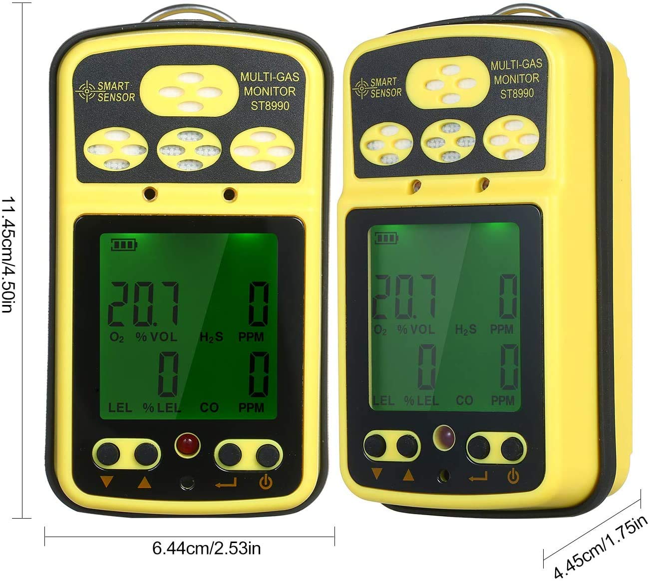 Moniteur Multi-gaz numérique Écran LCD Portable Batterie Rechargeable rétro-éclairée Alarme sonore 4 en 1 Compteur de gaz Détecteur Testeur Analyseur Commodité