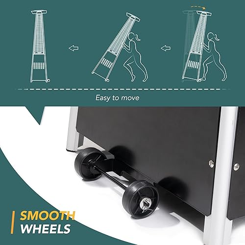 Miniatura 29 de Pamapic - Calentador de patio con funda, de llama piramidal, 48000 unidades térmicas británicas (BTU), tubo de vidrio de cuarzo, para patio al aire