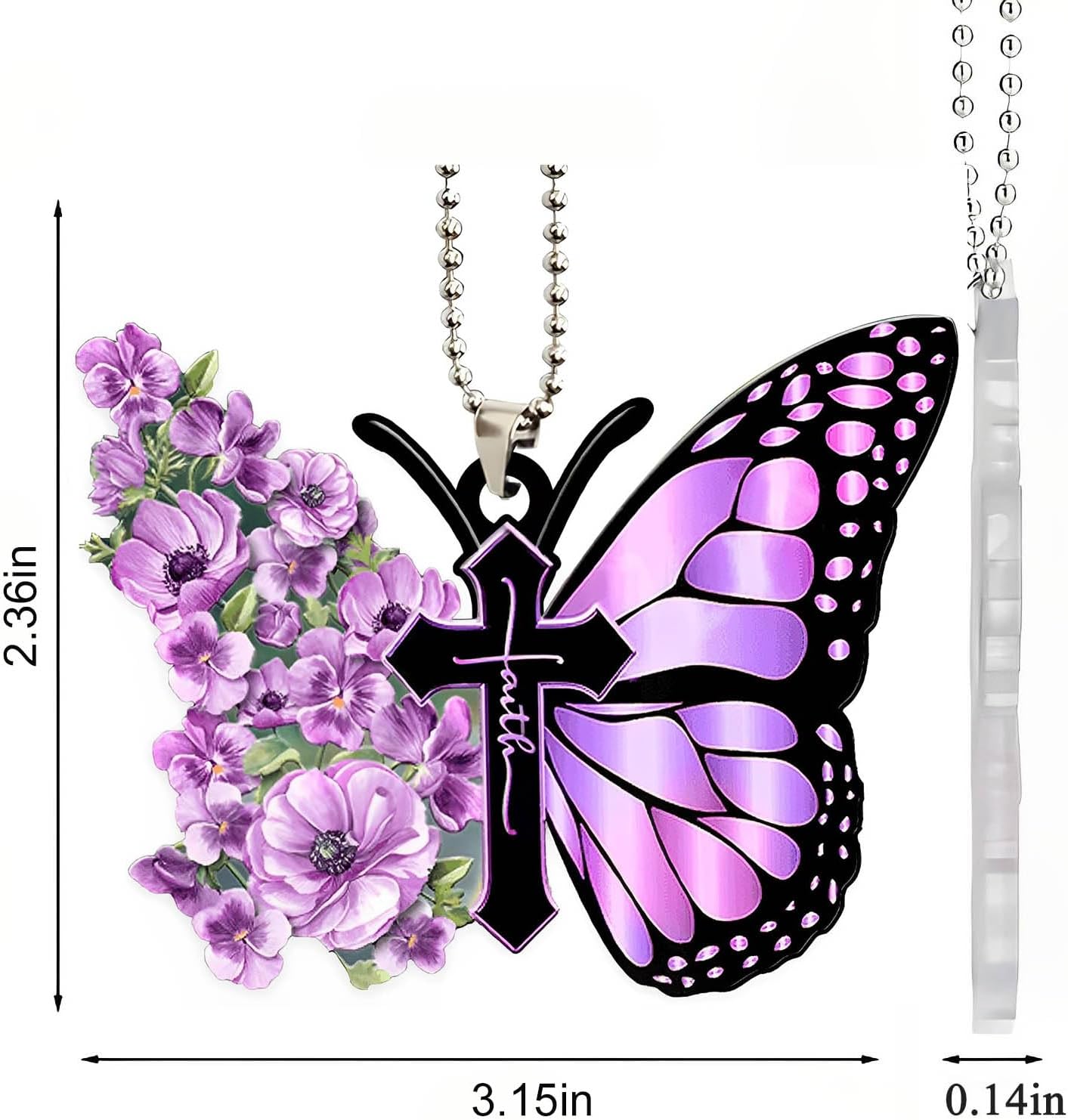 Butterfly Car Hanging Ornament, Hanging Charm Home Decoration Keepsake, Butterfly Accessories Pendant for Rear View Mirror, Christmas Festival Car Pendant for Men and Women (Purple)