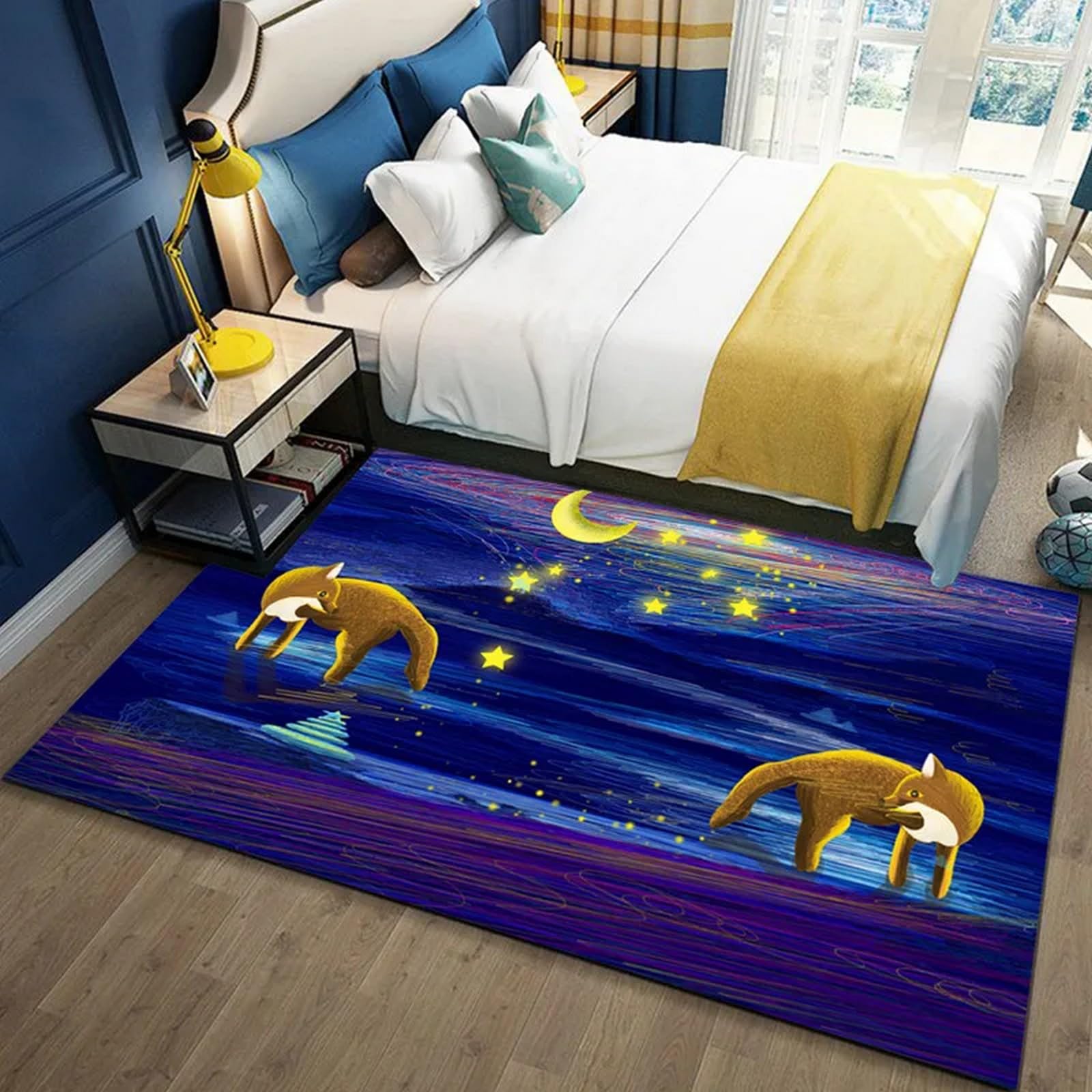 Tapis de salon imprimé 3D renard grand format haut de gamme moderne 180x280