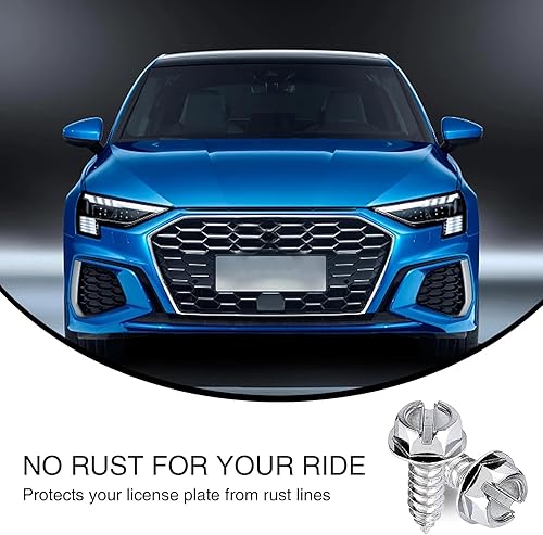Miniatura 5 de QODOLSI 4 tornillos para matrícula de automóvil, tornillos de acero inoxidable, pernos de matrícula de vehículos, kit de cierre de tornillo