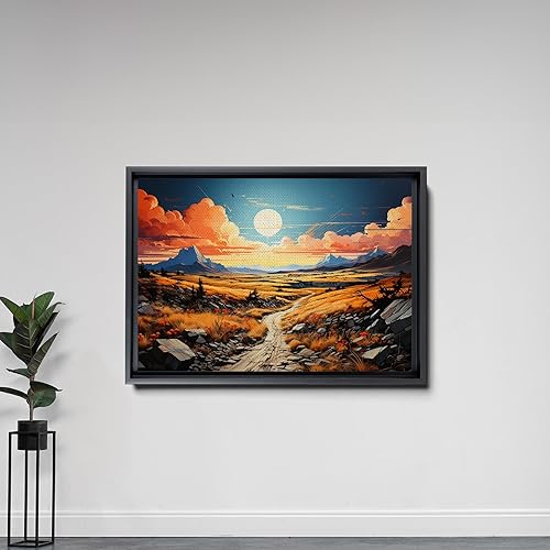 Miniatura 5 de Canvas Framed Canvas Wall Art Wood Panel, Sunset Art, Colorful Nature Landscape, Desert Cactus Print, Road Blue Sky With Mountains, Canvas Prints,