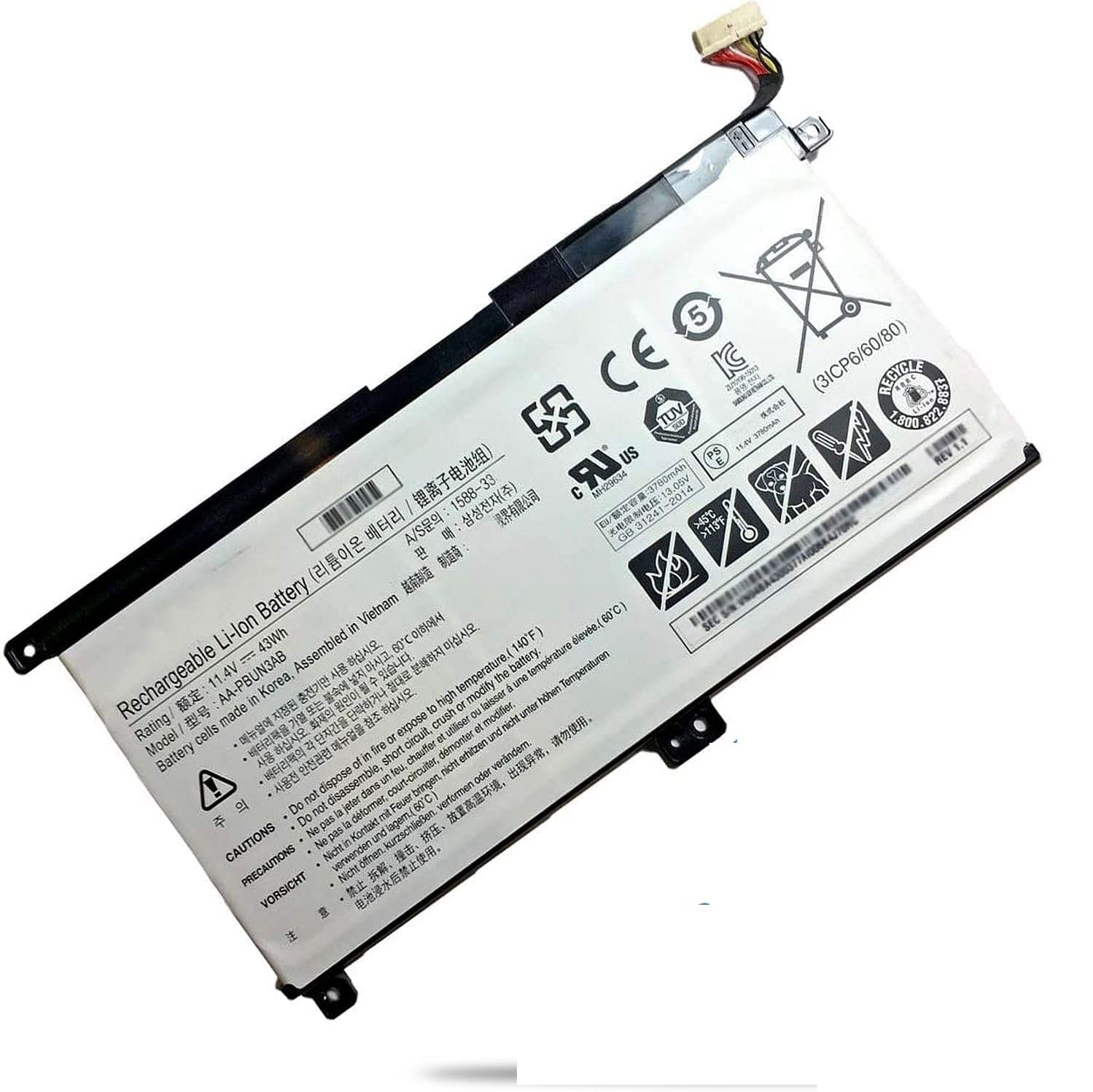 WISTAR AA-PBUN3AB AA-PBUN3QB Laptop Battery for Samsung Notebook 5 NP550XTA-K0 NP550XTA-K01US NP530E5M NP740U NP740U3L NP740U5L NP730QAA Odyssey NP800G5M Series
