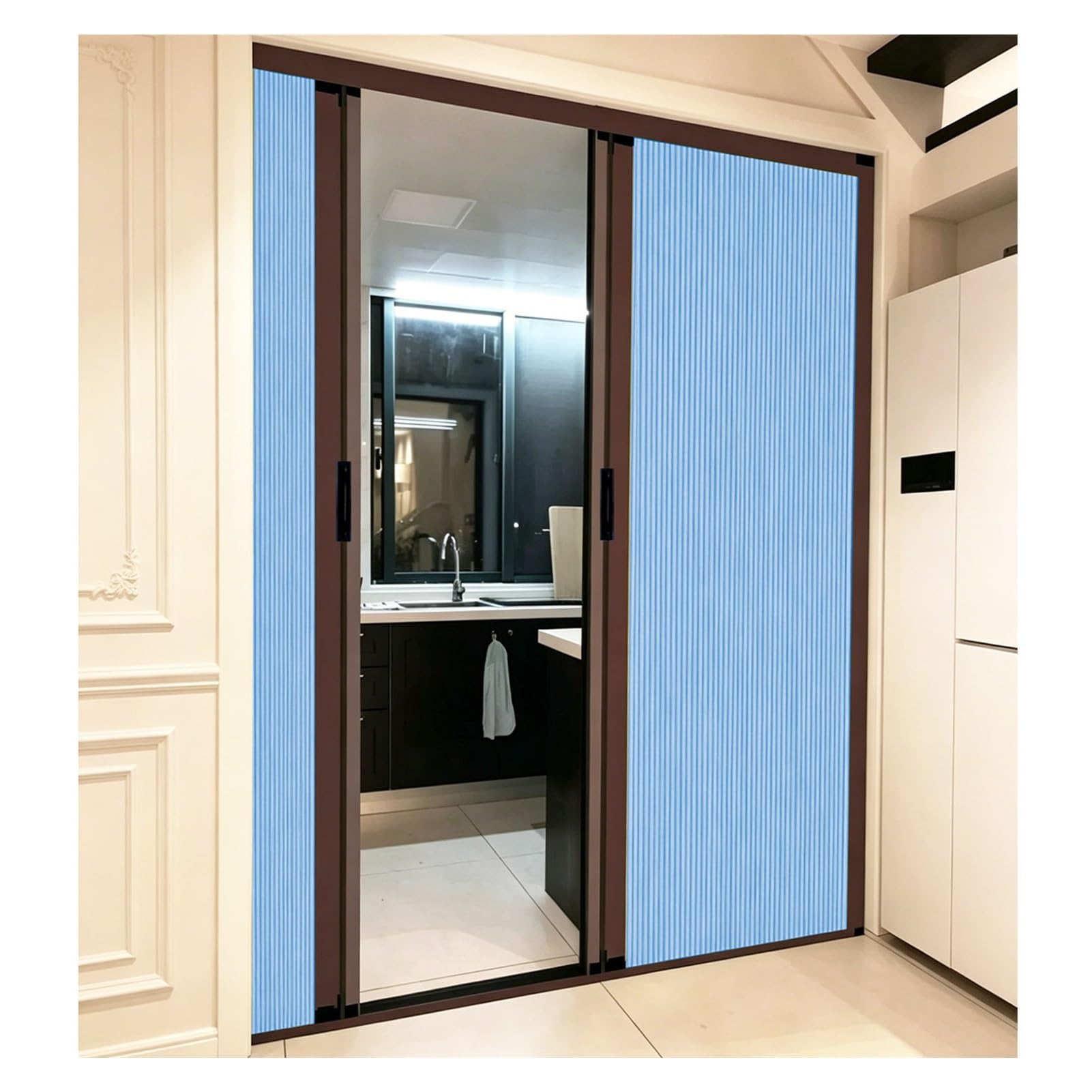 Tyzlup Blue Accordion Door For Closet Kitchen Bathroom Pantry, No Drill Space-Saving