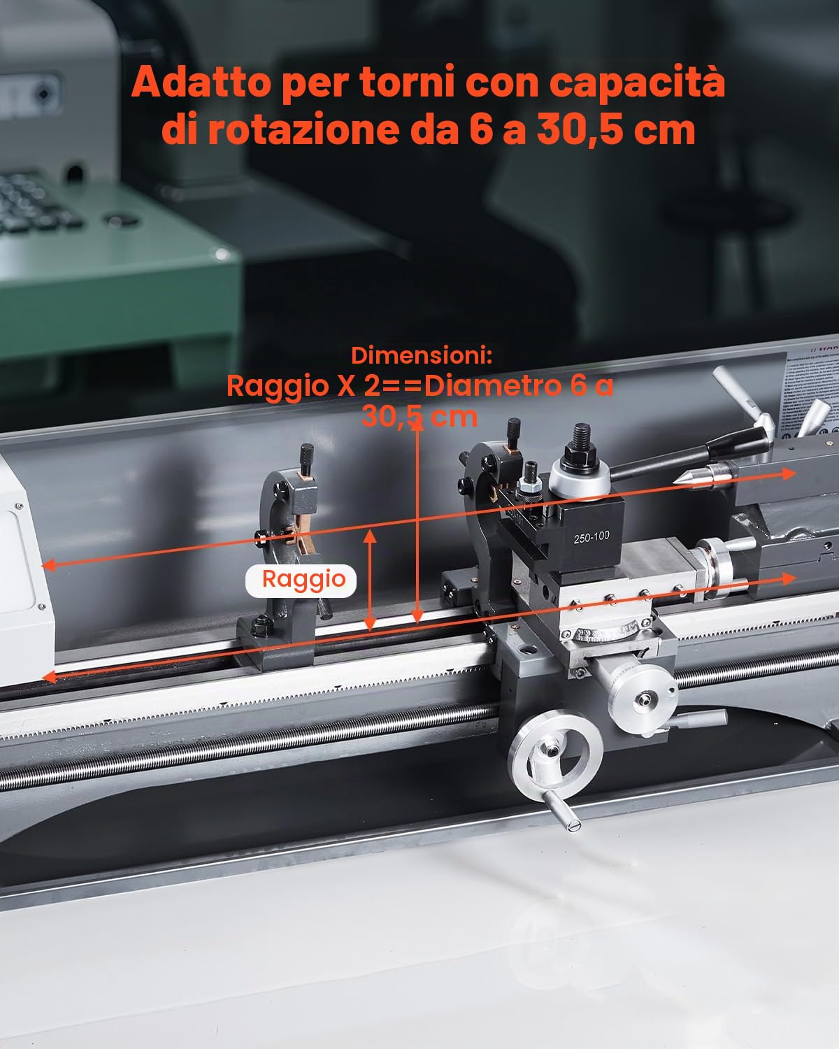 VEVOR Set di Portautensili a Cambio in Acciaio Resistente, 6 Pezzi, Set di Attrezzi a Cambio Rapido, Portautensili a Cuneo per Tornitura, per Torni per Metallo, Oscillazione 152,4-305 mm