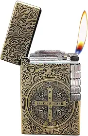 Isqueiro Constantine, Isqueiro de trincheira de roda lateral exclusivo, acendedor de fogo macio de butano recarregável para homens pai marido colecionar presente (butano não incluído) (Bronze)