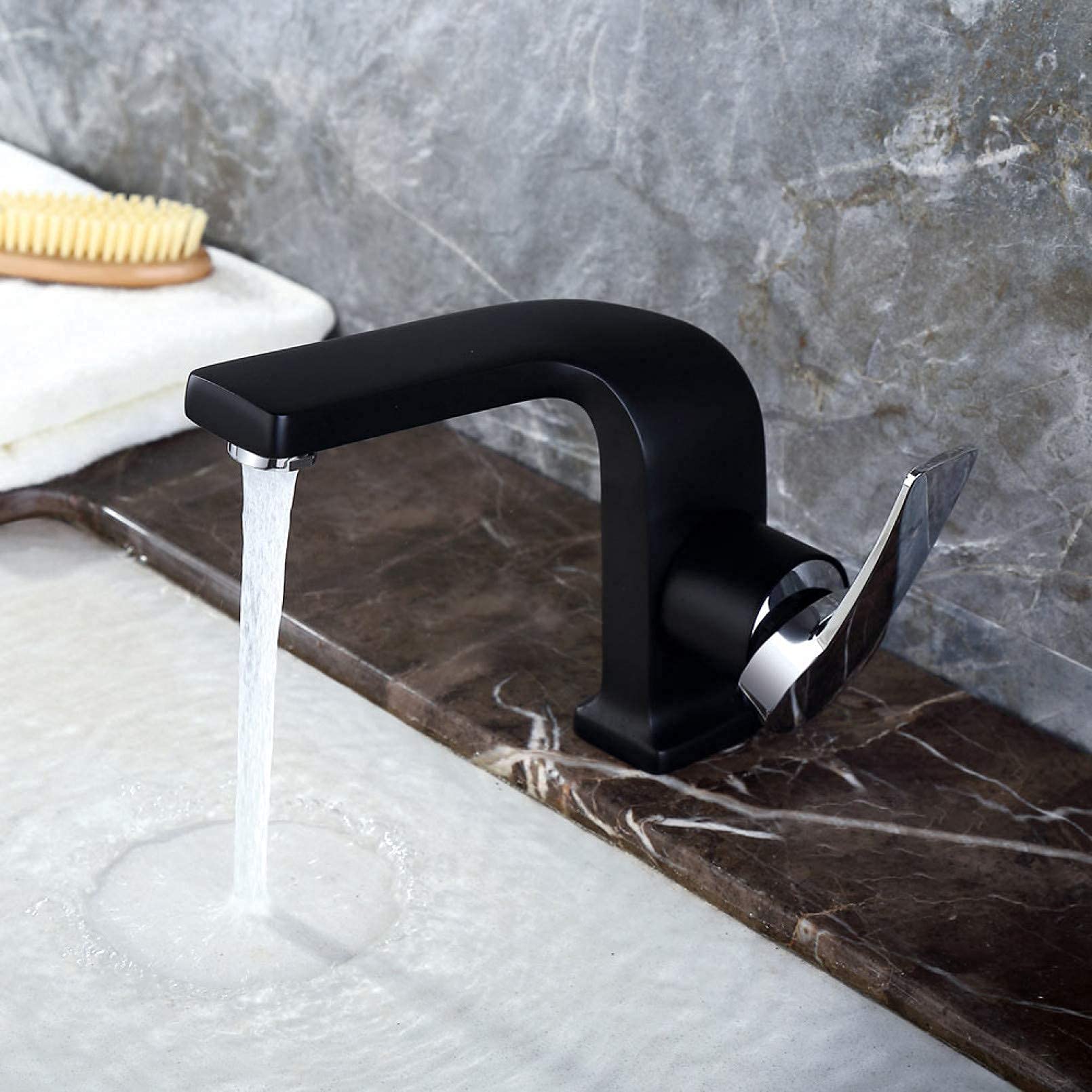 Robinet mitigeur de salle de bain mitigeur monté sur évier noir mat Nero