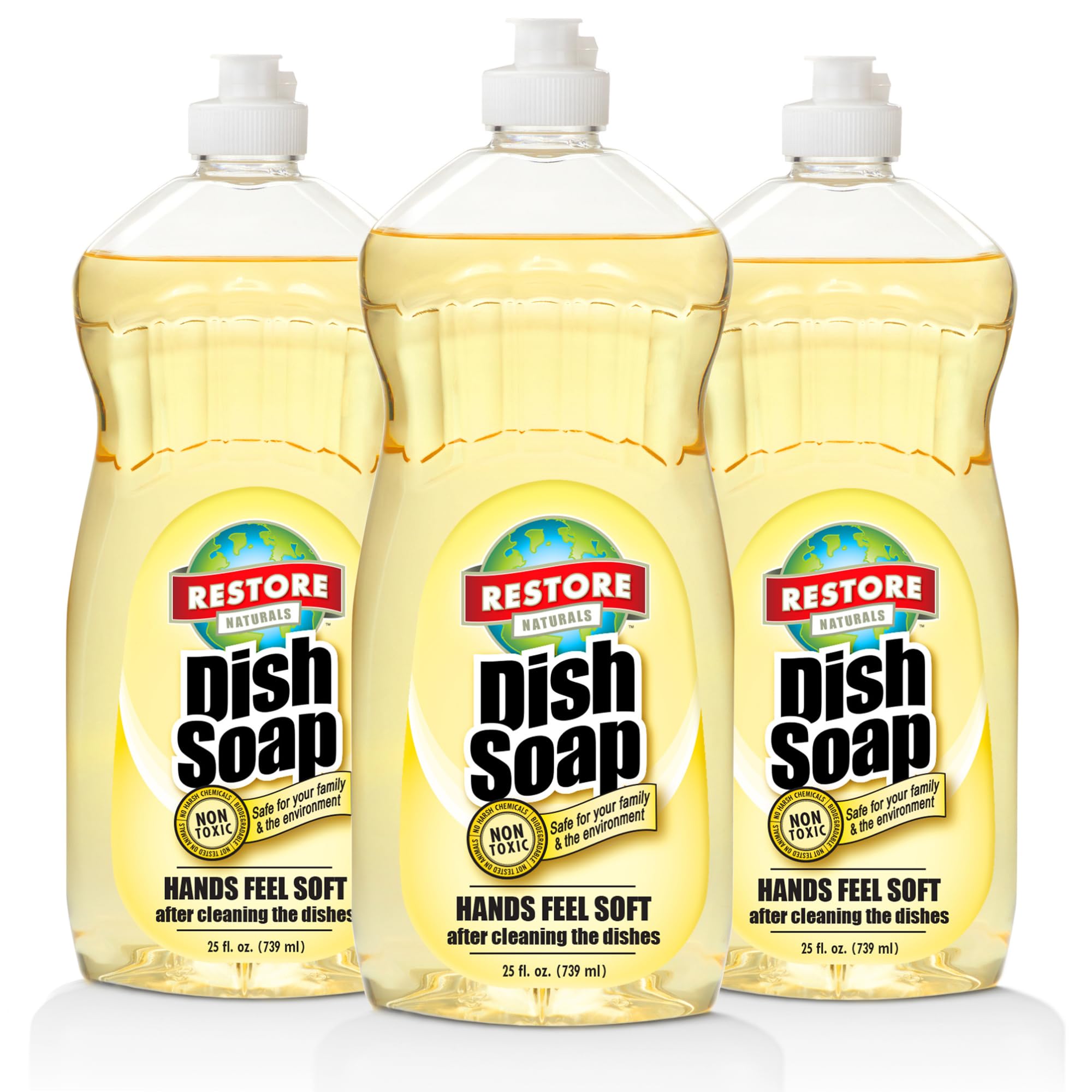 Restore Naturals Non Toxic Liquid Dish Soap - 25 Fl Oz - Plant Based Biodegradable Gentle Formula Cruelty