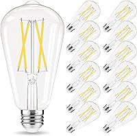 GvvooHome ST58 Edison LED Bulbs 60W Equivalent E26, 4000K Daylight White 6W 600LM Non-Dimmable 90+ CRI 12 Pack
