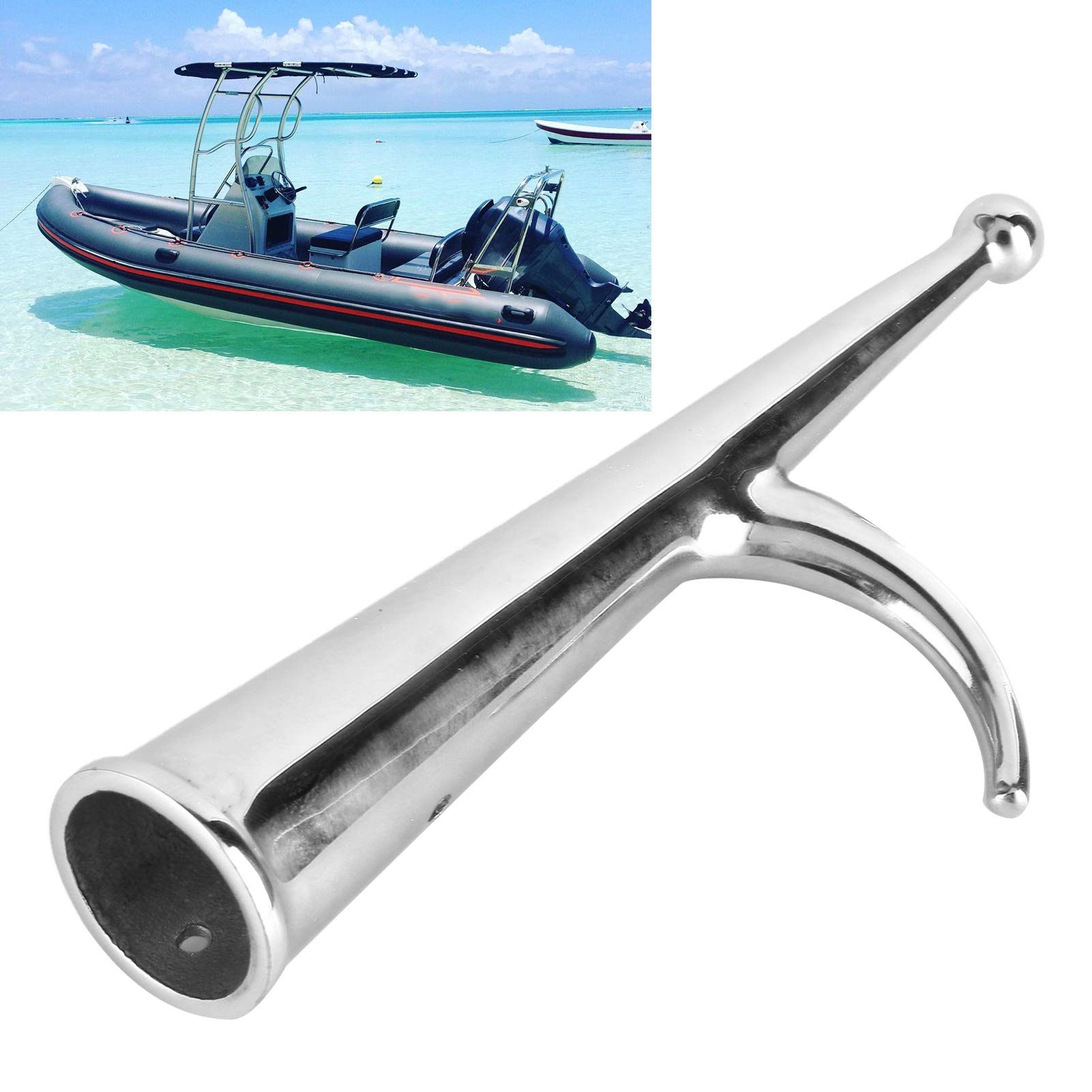 Mezzomarinaio in acciaio inox 316 Diametro interno 28 mm Accessorio di grado marino Asta di prolunga per ormeggio Yacht Barca Kayak per mezzo marinaio Gancio in acciaio inox 316 Gancio per scia