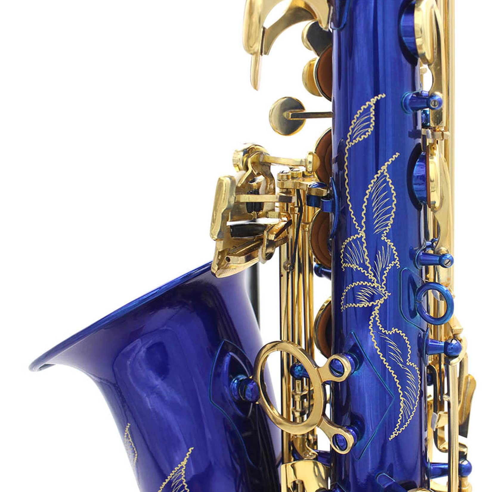 Altsaxophon Komplettset, Blaulack Altsaxophon in Es für Anfänger/Studenten/Leistung, Hochwertige Messinggravur Es Altsaxophon, Großartiger Klang, Saxophon Holzblasinstrument,Abalone shell button
