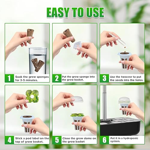 Miniatura 6 de Ambgrow 90 esponjas de cultivo y cestas para sistema de cultivo hidropónico, suministros hidropónicos para plantas de interior, compatibles con Idoo