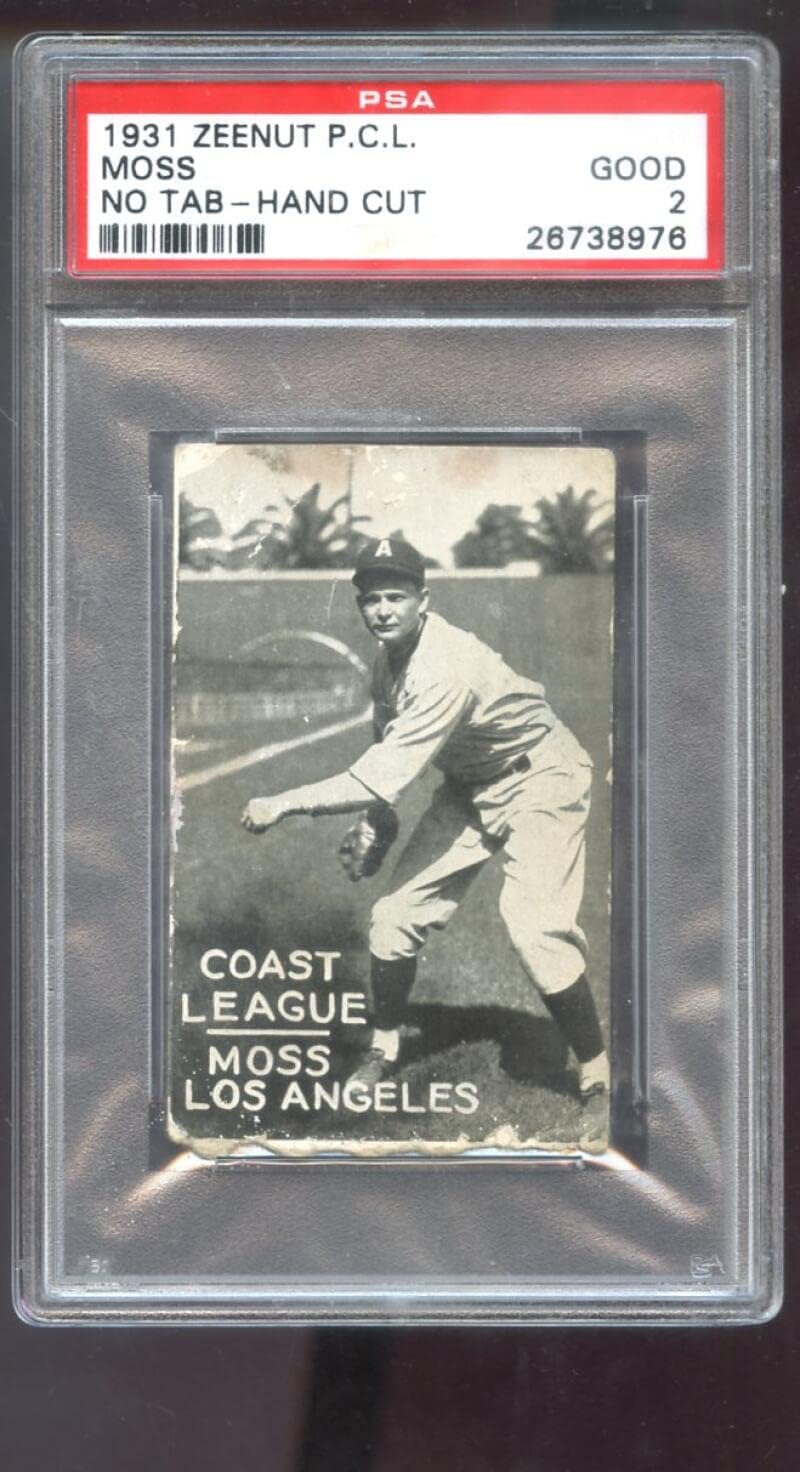 1931 Zeenut Zeenuts Mal Moss PSA 2 Graded Baseball Card Pacific Coast League PCL P.C.L. Los Angeles Angels