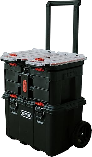 Keter Stack-n-Roll 2.0 Organizador modular de herramientas para almacenamiento de garaje y bricolaje, sistema de caja de herramientas de resina de 4 disponible en Yaxa Guatemala