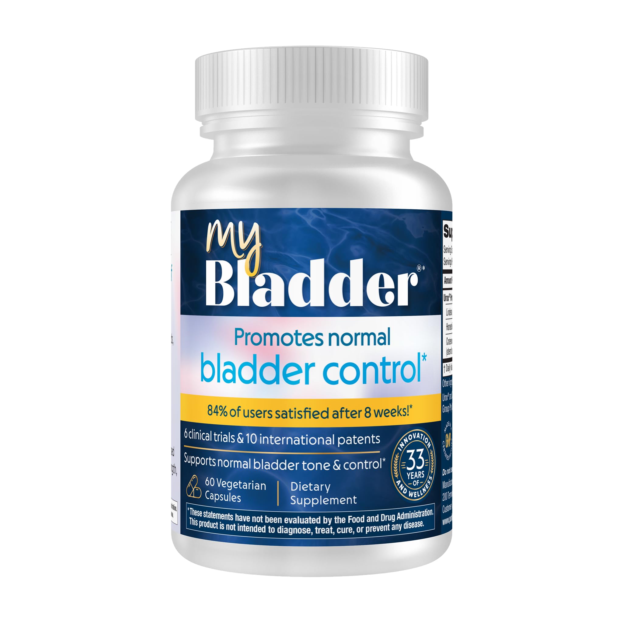 MyBladder Podpora Formula podľa čistoty produktov - Podporuje normálne kontroly močového mechúra, sila, Tone & Urinary Tract Health - Pre mužov a ženy - Klinicky študované 840mg Patented Blend - 60 Veg Caps (1)