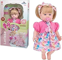 Boneca Larissa Fala 74 Frases 50cm Chupeta Brinquedo Menina