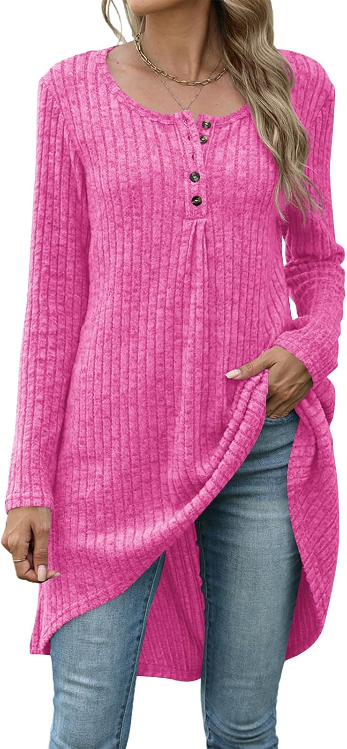 Naggoo Long Tunic Tops for Women for Leggings Long Sleeve Henley Shirts High Low Fall Sweaters M-3XL - Image 4