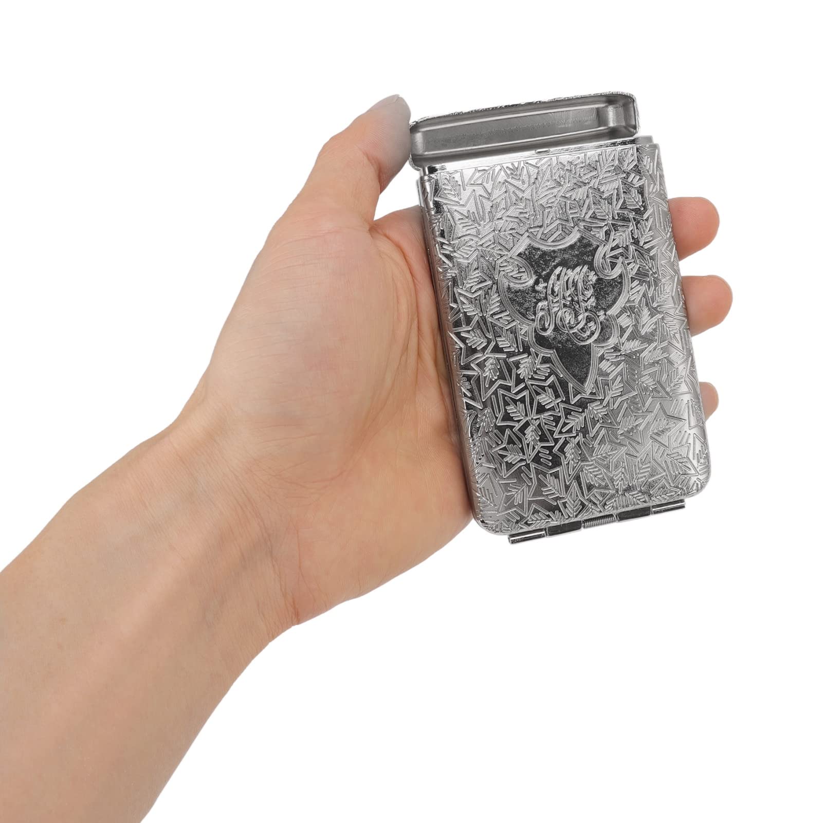 Amazon | 金属製シガレットケース、ゴムバンド付きシガレットホルダー  