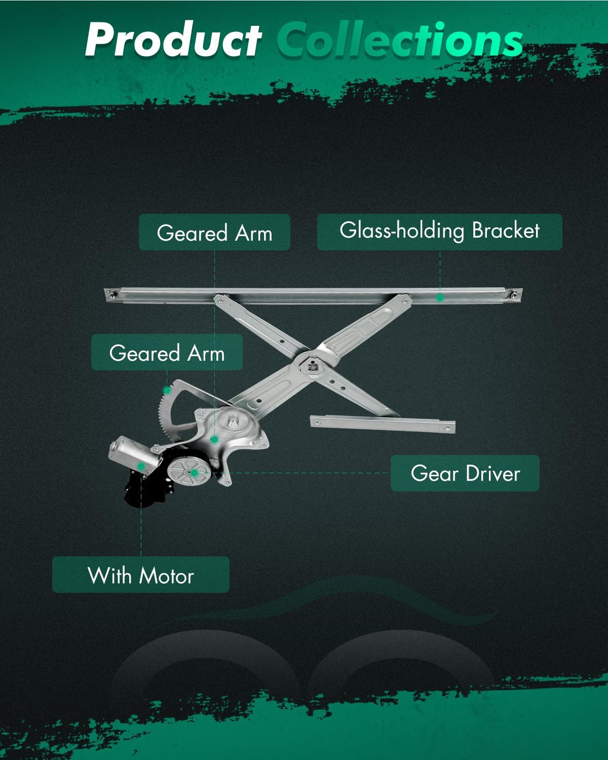 SCITOO Power Window Regulator with Motor Rear Left Compatible with for 2017-2020 for Land Rover Discovery Replace for LR083207,HY32-27001-AA,HY3227001AA