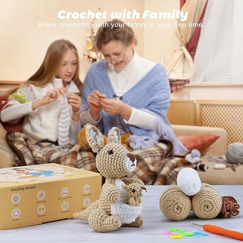 Miniatura 6 de Sinyon Kit de ganchillo para principiantes, kit de tejido de ganchillo de animales con tutoriales en video paso a paso, regalo para adultos y niños,