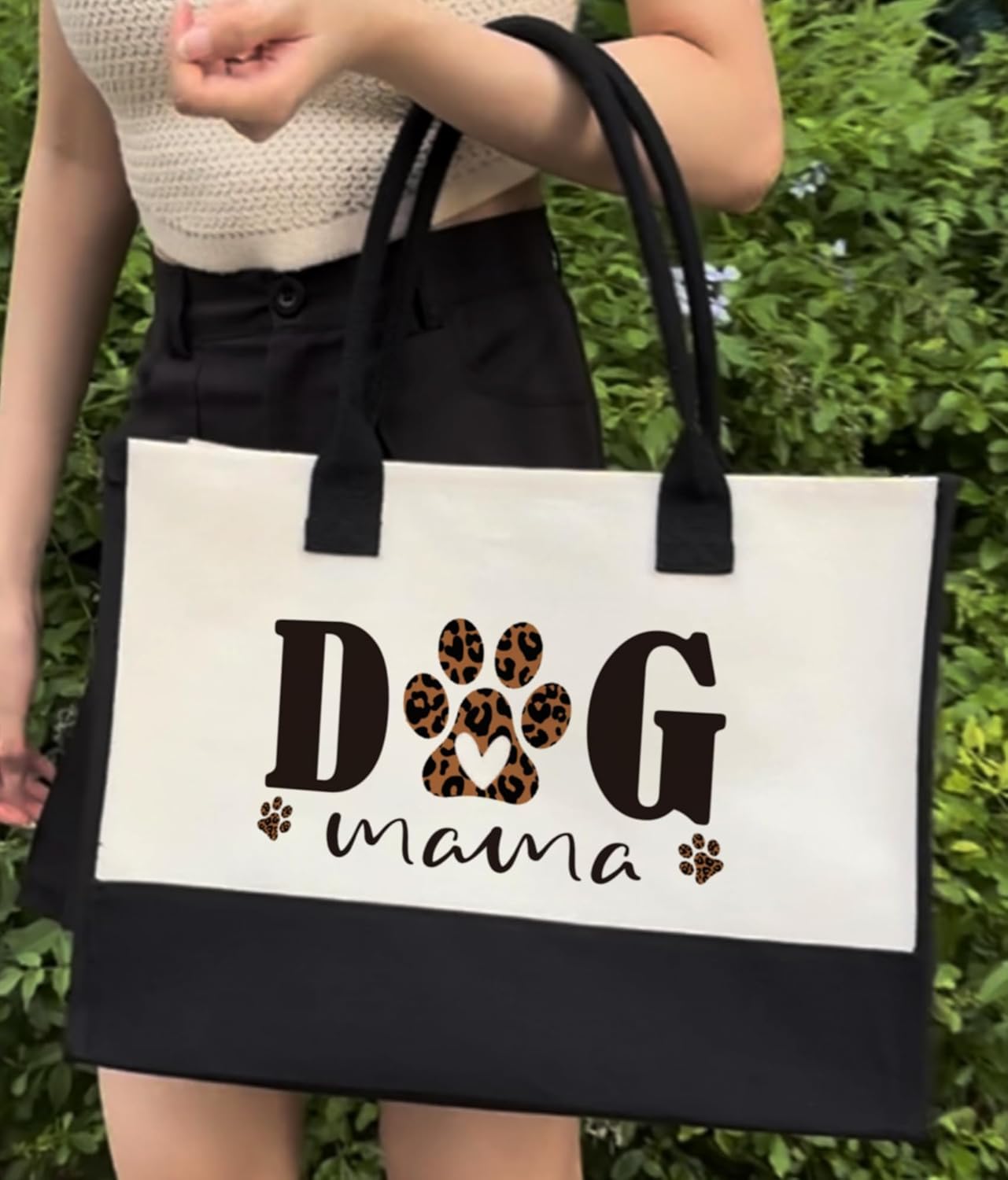 Dog Mama Tote Bag, Dog Lover Canvas Tote Bag for Women, Mother's Day Gift, 12x17 inch - Image 6