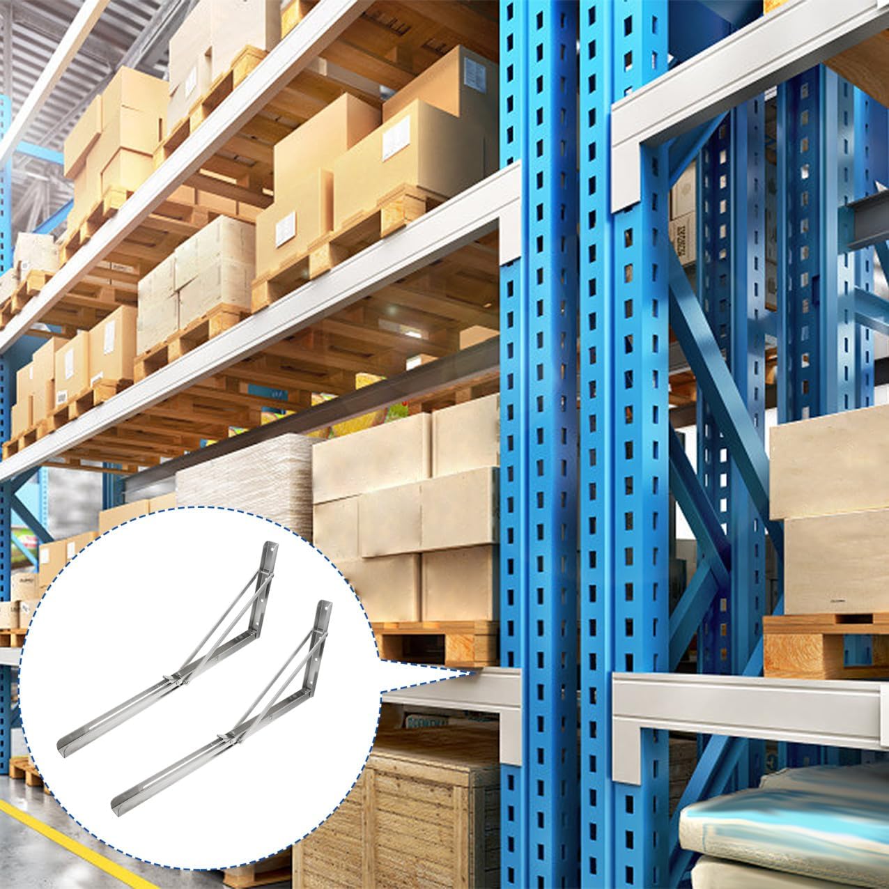 2pcs Stainless Steel Folding Shelf Brackets Heavy Duty Wall Board Support Racks for Home Garage Office and More Loading Capacity and Versatile Use