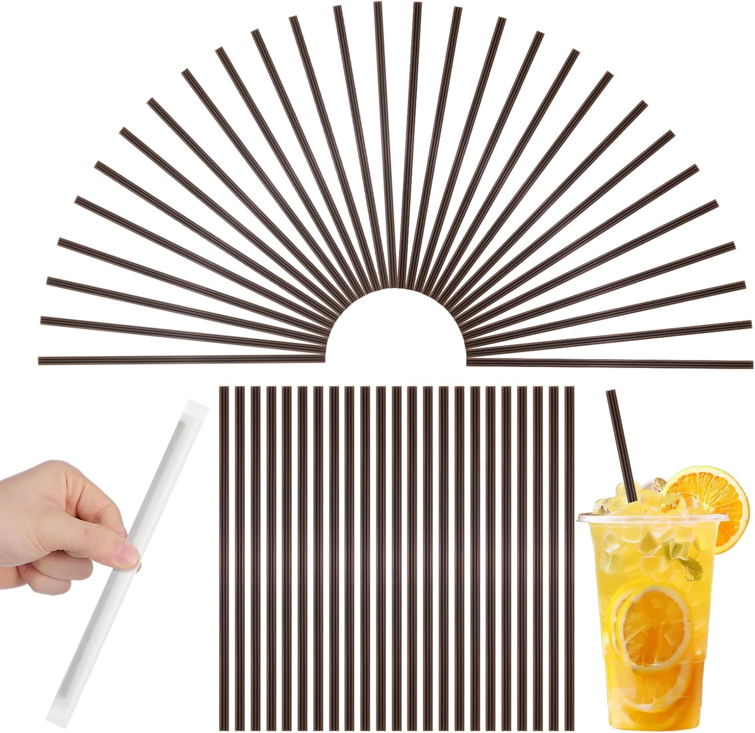 500pcs Three-hole Plastic Coffee Stirring Straws, 18cm Straight Swizzle Sticks with Heat-resistant Tips, Individually Wrapped for Cafes, Bars, and Restaurants