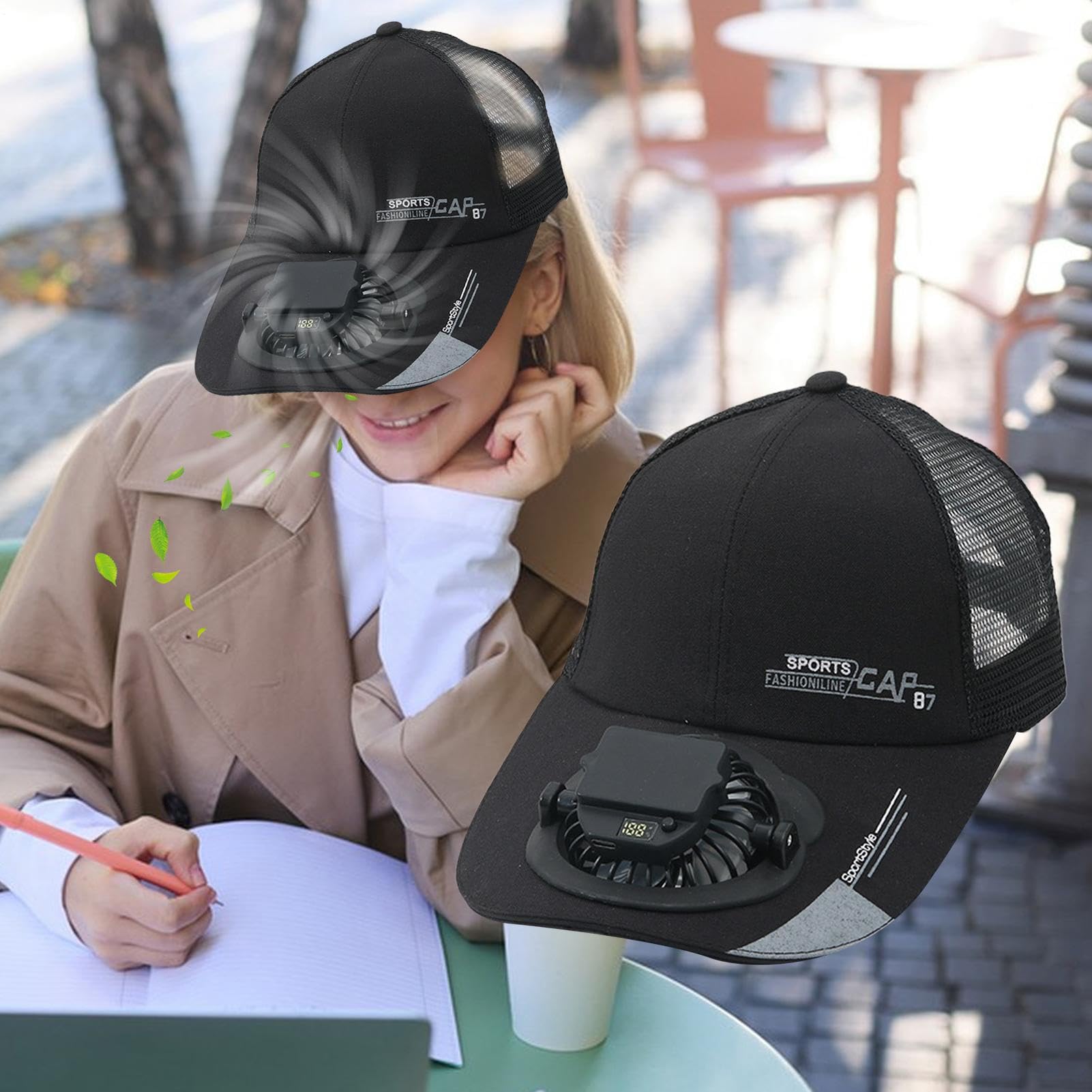 Ventilator Sonnenhut | USB-Aufladbare Schirmmütze mit Ventilator,3-Stufen Digitale Anzeige Sonnenschutz Kopfbedeckung für Damen Herren Radfahren Wandern Camping Angeln
