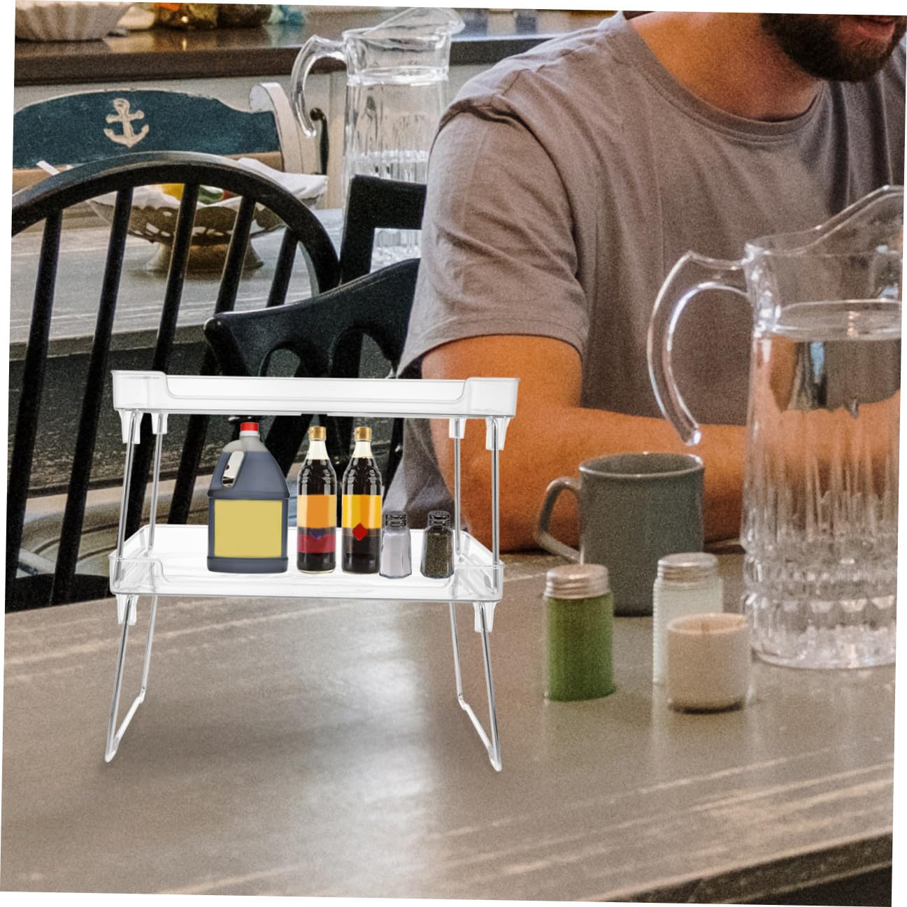 Étagère de Rangement Cuisine Pliable en Acier Inoxydable Acrylique
