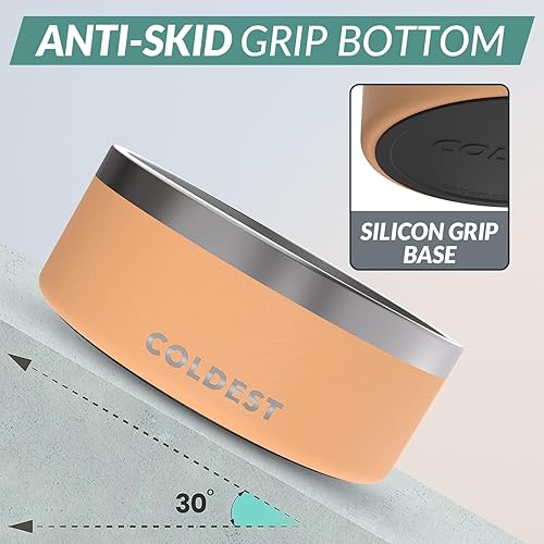 Vista 383 de Coldest Cuenco de metal antioxidante, antideslizante, 3 capas aisladas, acero inoxidable, perro, gato, mascota, antiderrames, sólido, para agua