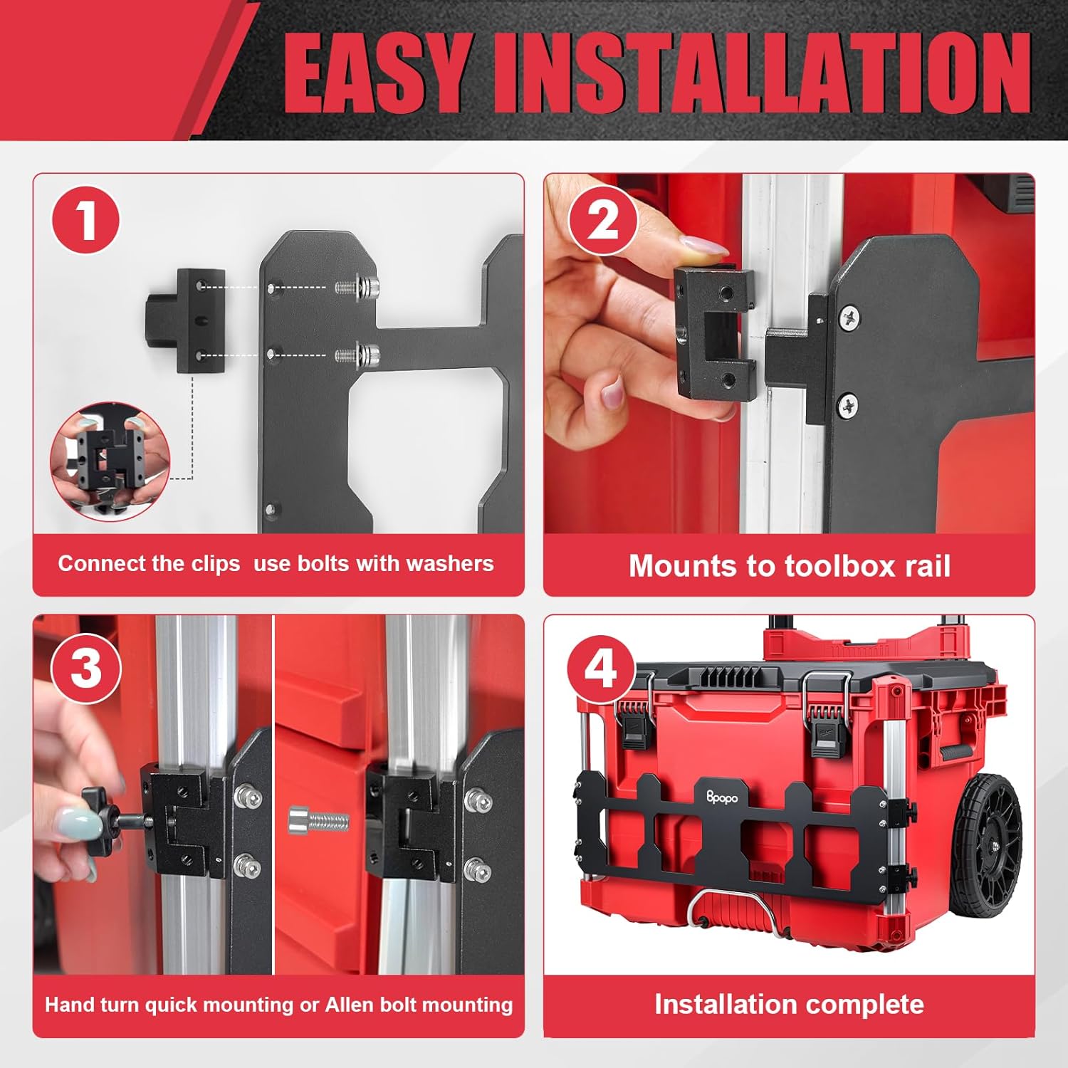 Packout Mounting Plate Compatible with Milwaukee Packout Toolbox,Packout Crate,Toolbox Organizer Bracket Mounted on Front of Rolling Toolbox,Packout Toolbox Accessories