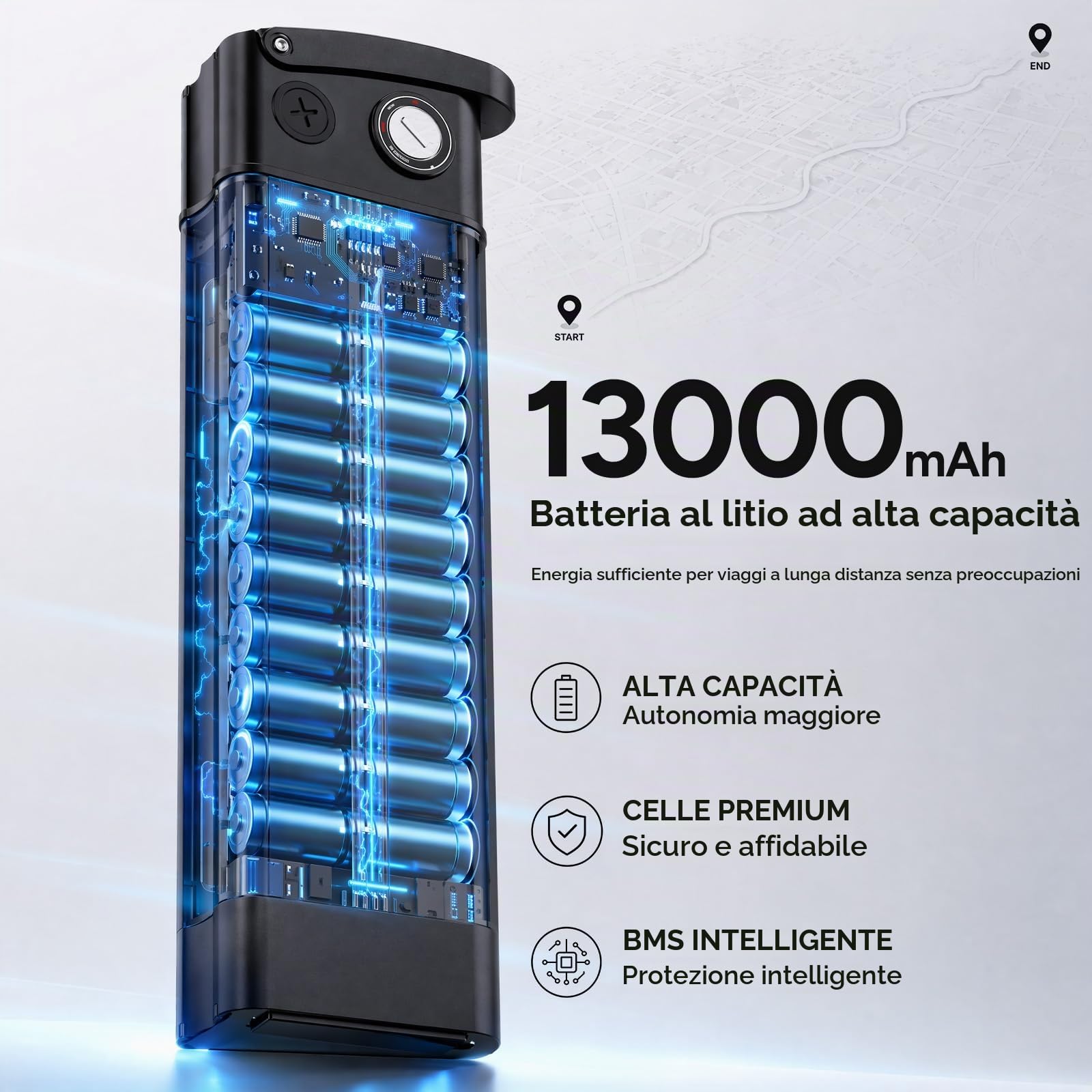 E-bike per donne e uomini, bicicletta elettrica da 26 pollici con cestino, citybike, bicicletta da trekking con batteria da 36 V 13 Ah, bianco