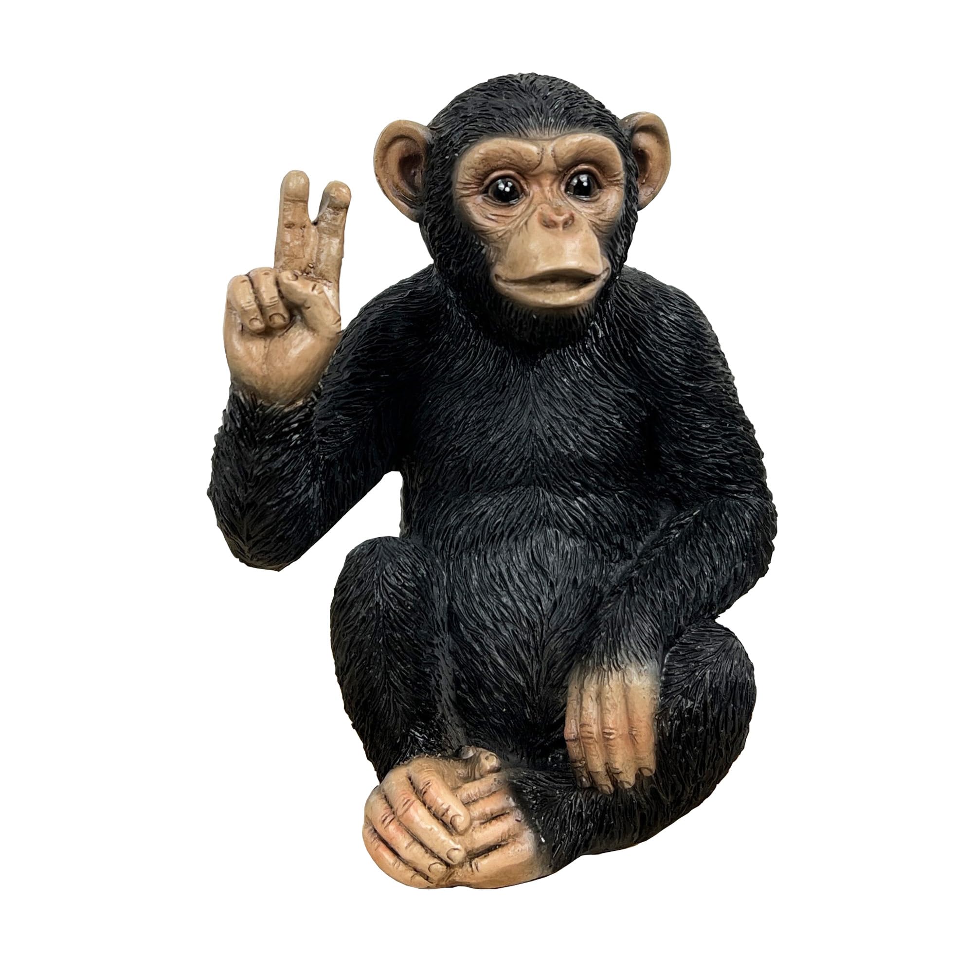 Alfie Francis Black 12Cm Tall Small Peace Hand Sign Gesture Monkey Ornament Figurine Statue - Resin