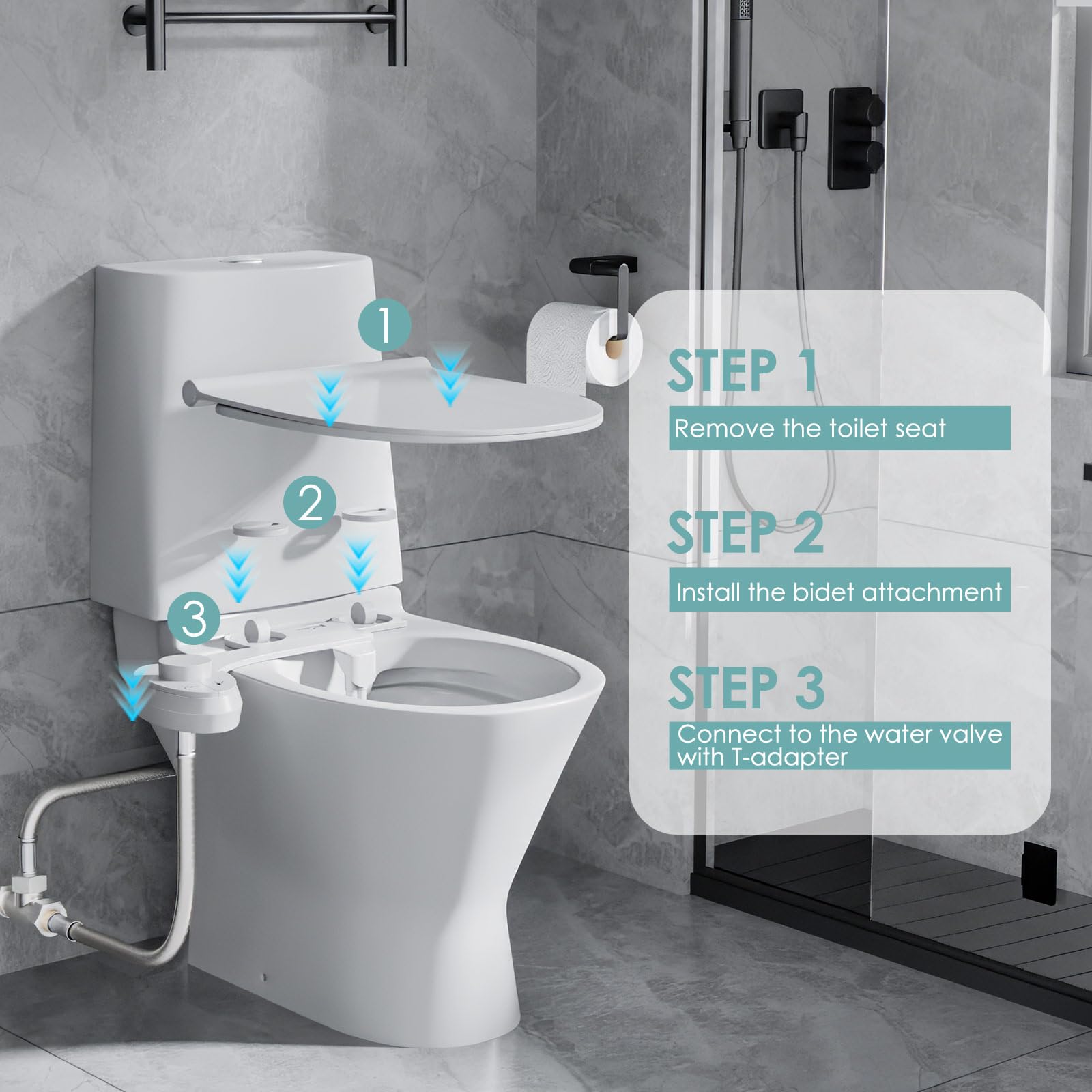 Bidet Portatil para WC,Bidet para WC No Eléctrico Ultrafino y Bidet para Doble Boquilla Retráctiles Autolimpiables,Ajustable de Agua Bidé Accesorio para Inodoro