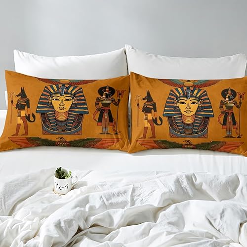 Miniatura 5 de Erosebridal Juego de ropa de cama de estilo egipcio, funda de edredón egipcia antigua para niños, niñas, jóvenes, funda de edredón tribal exótica,