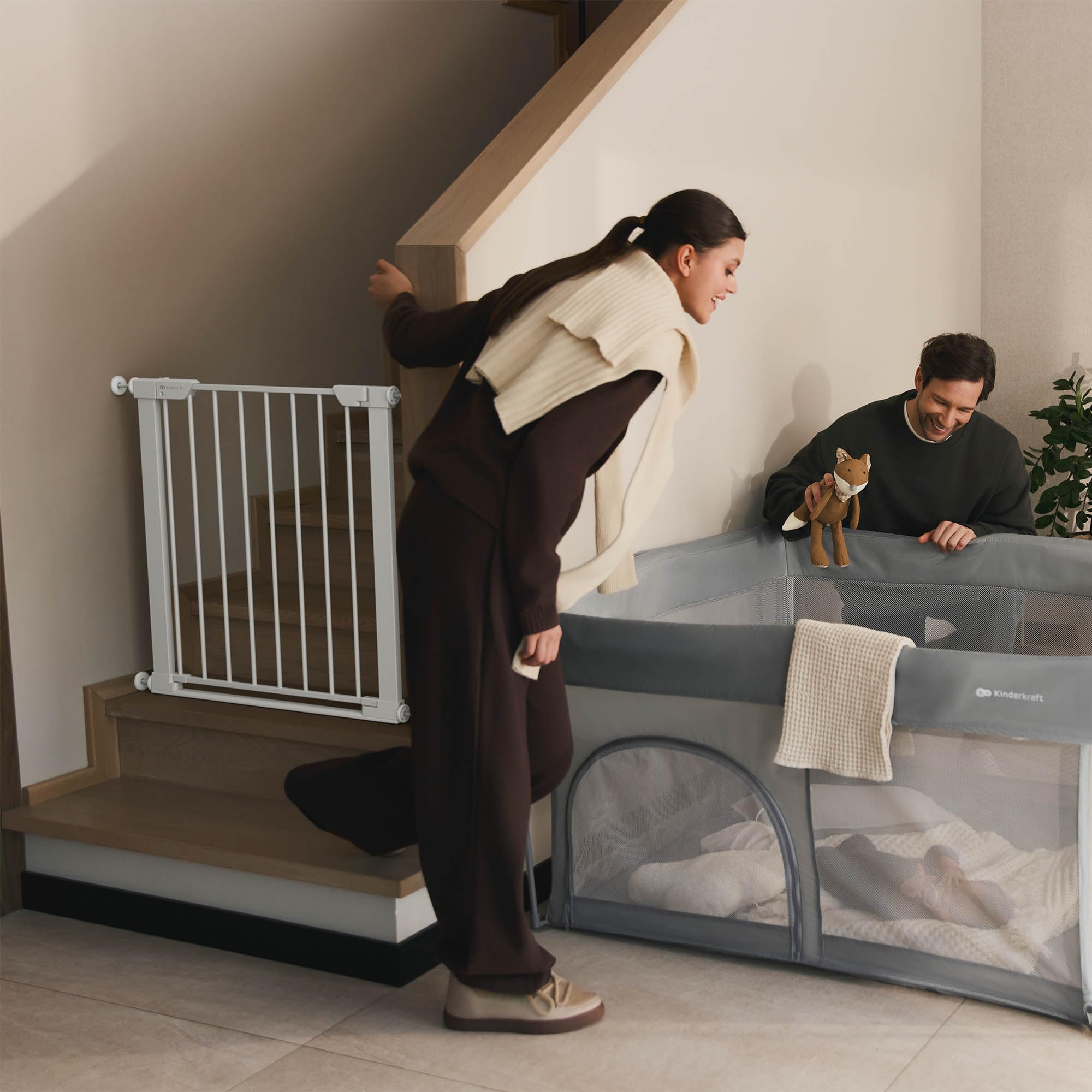 Kinderkraft Safe Snap Barrière de Protection d'escalier, sans perçage, pour Porte, Blanche