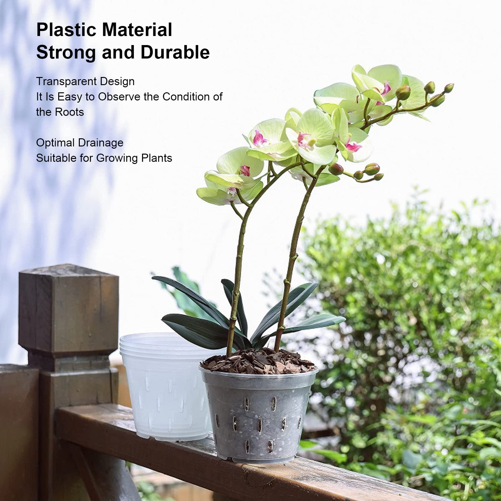 TOPINCN Maceta de Flores de Orquídea de Plástico, Maceta Transparente con Agujeros de Drenaje de Orquídea Transpirable Maceta de Plantación de Orquídea Transparente con Platillos para