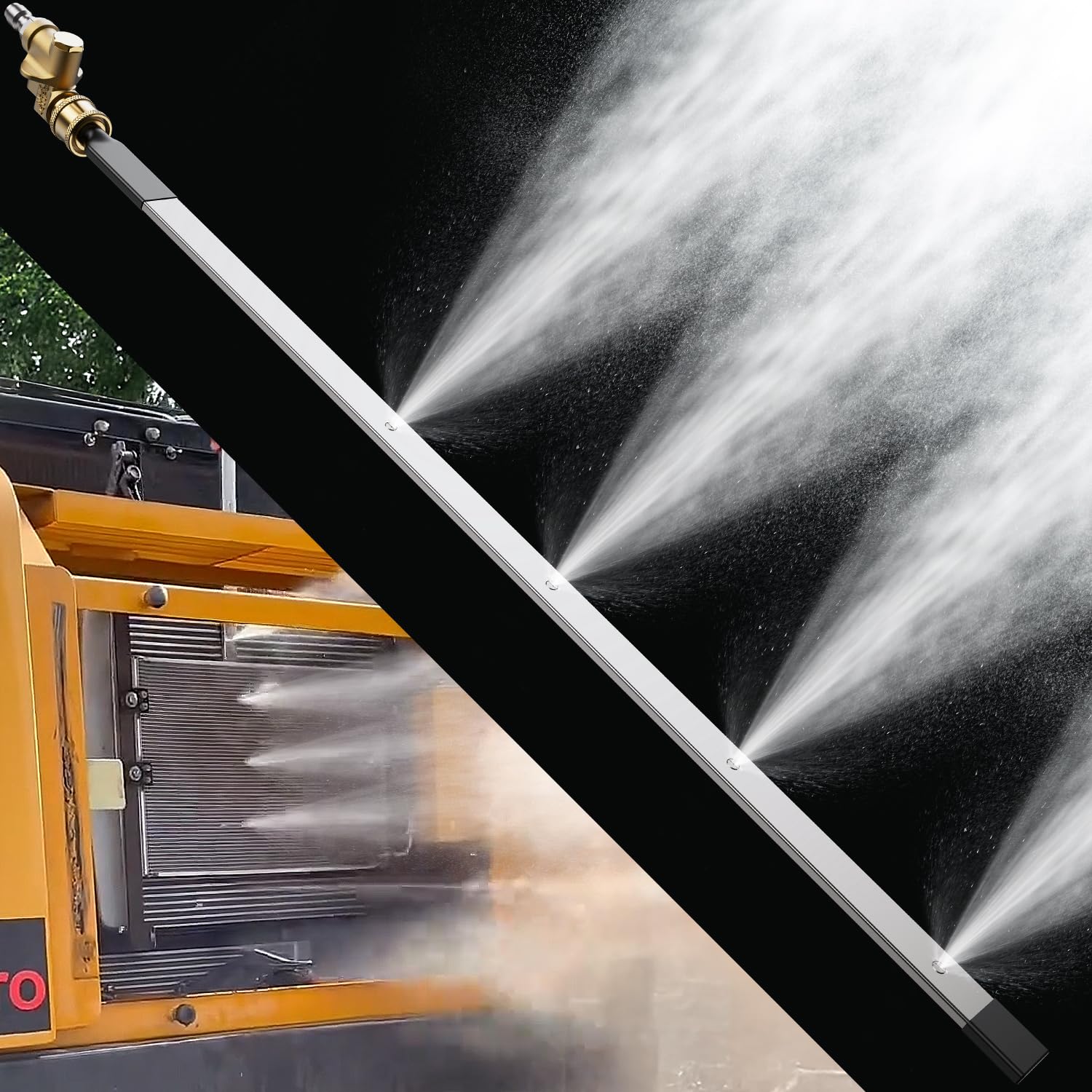 Bacchetta per la pulizia del radiatore da 61 cm, strumento per la pulizia del radiatore ad aria, attacco rapido da 1/4" e giunto girevole a 180°, adattatore per pistola ad acqua/aria per auto, camion