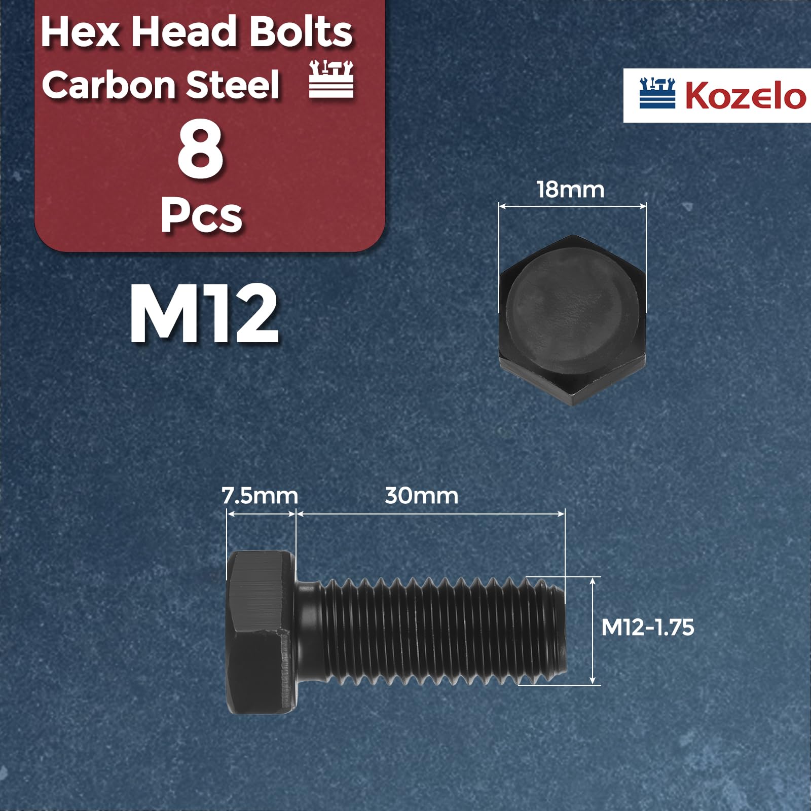 Kozelo 8 Pcs Hex Head Screws Bolts - Image 2